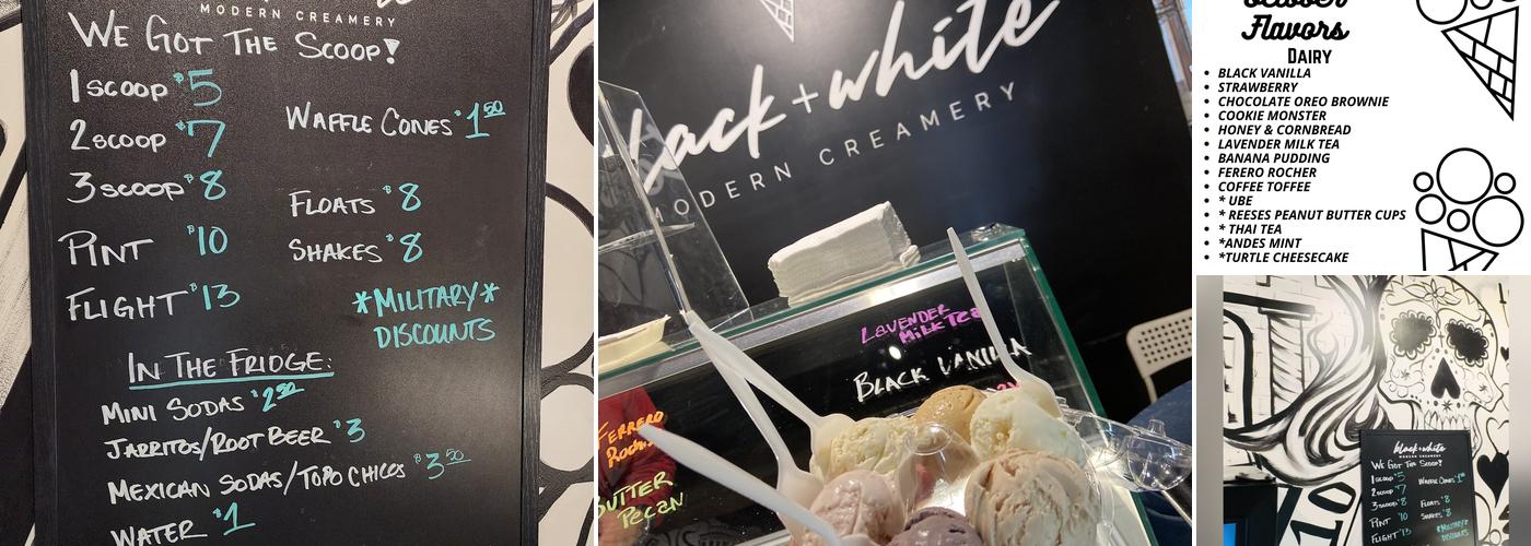 Black+White Modern Creamery Menu