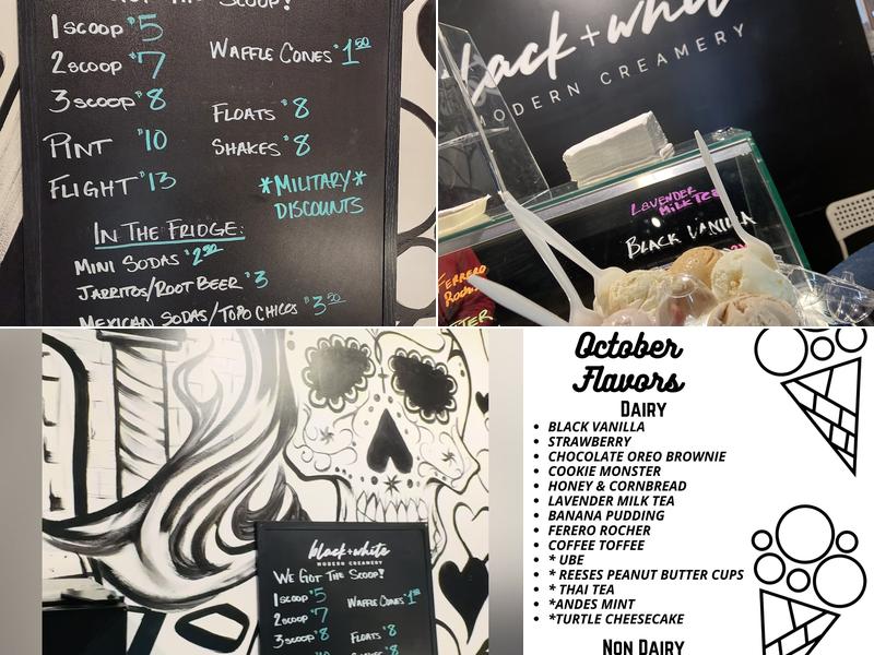 Black+White Modern Creamery Menu