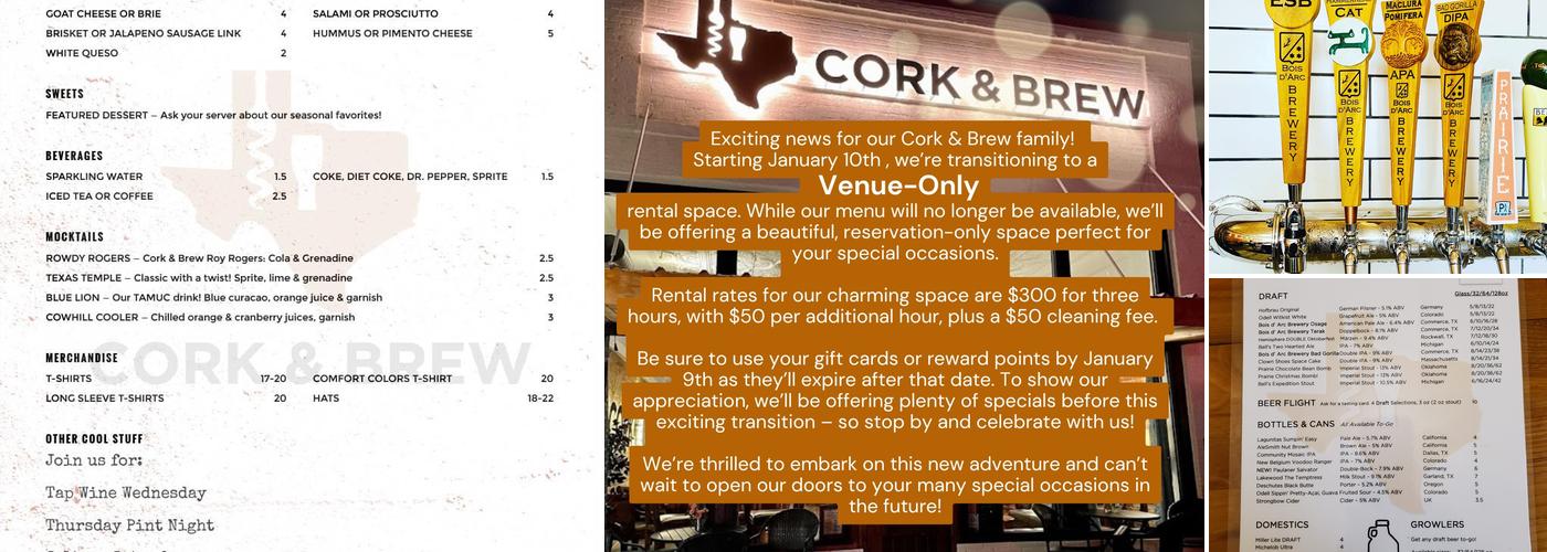 Cork & Brew Menu