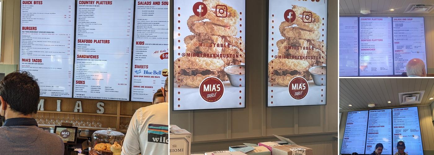 Mia's Table Menu