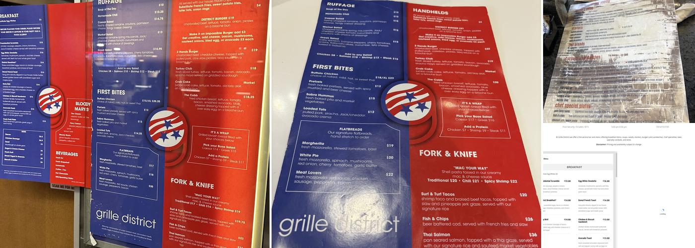 Grille District Menu