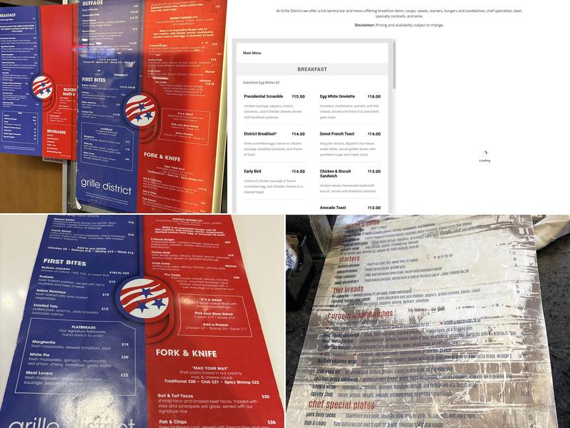 Grille District Menu