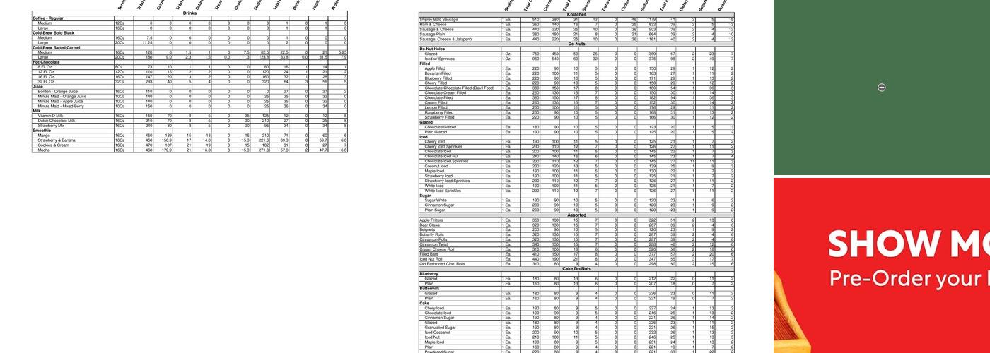 Shipley Do-Nuts Menu