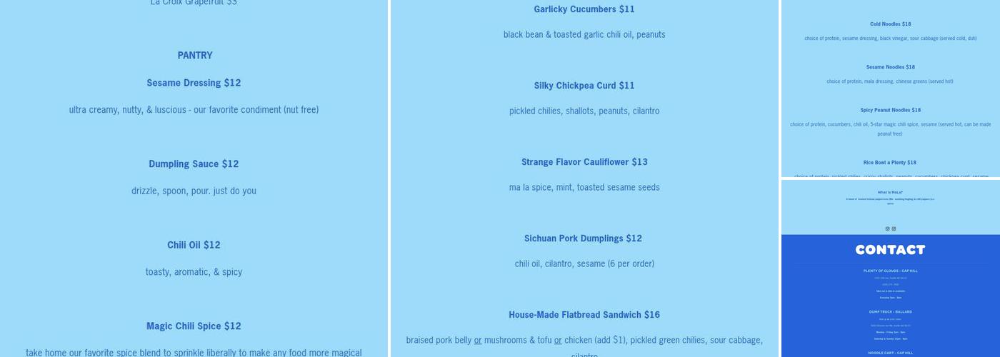 Dump Truck by Plenty of Clouds Menu