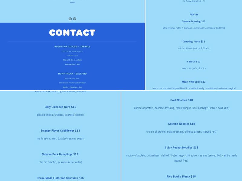 Dump Truck by Plenty of Clouds Menu