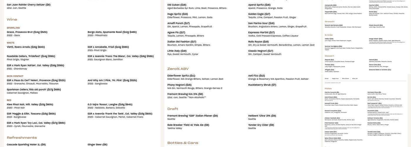 Tavolàta Stone Way Menu