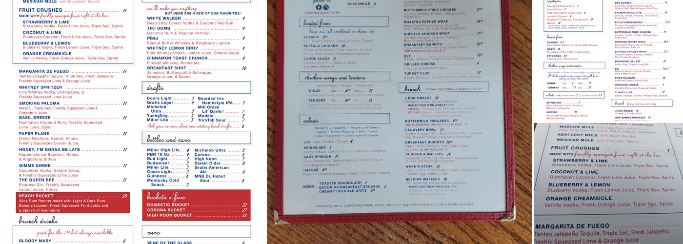 Bottle Cap Menu