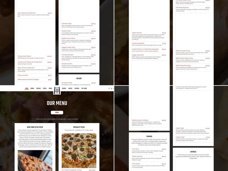 The Two Cent Pub Menu