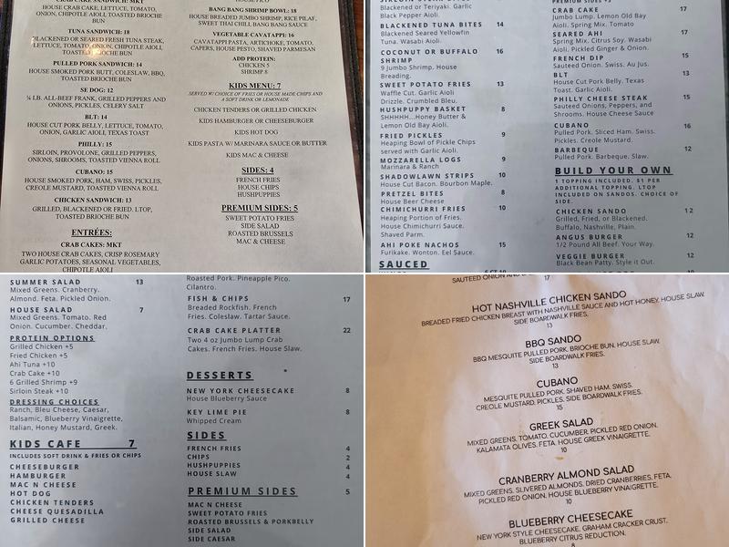 Shadowlawn Eats Menu