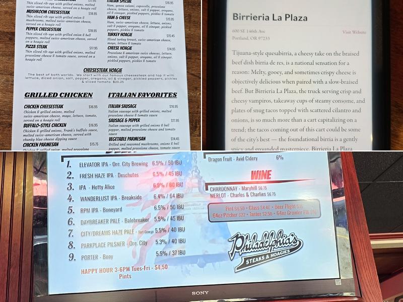 Philadelphia's Steaks & Hoagies Menu