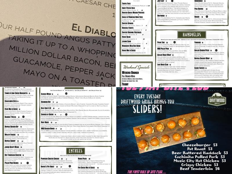 Driftwood Grille Menu