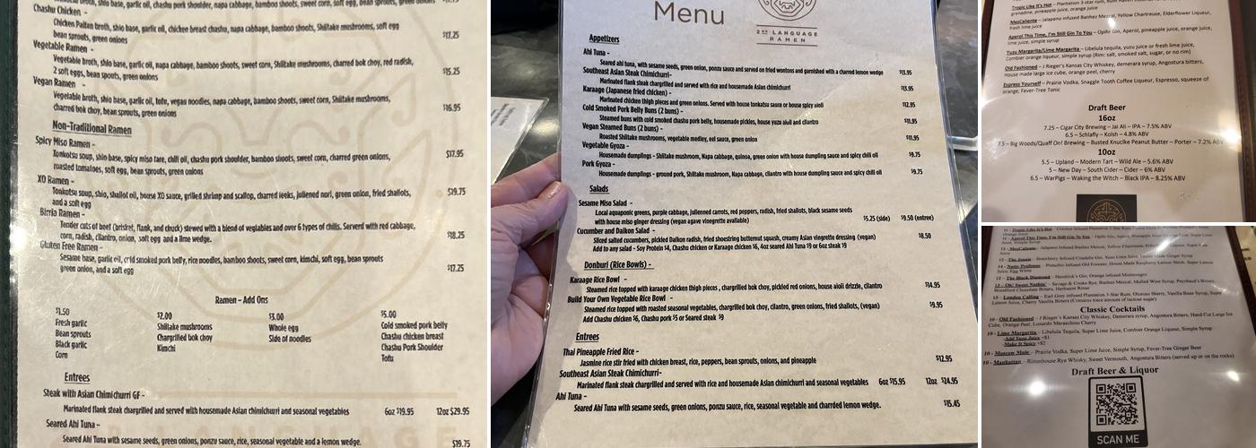 2nd Language Ramen Menu