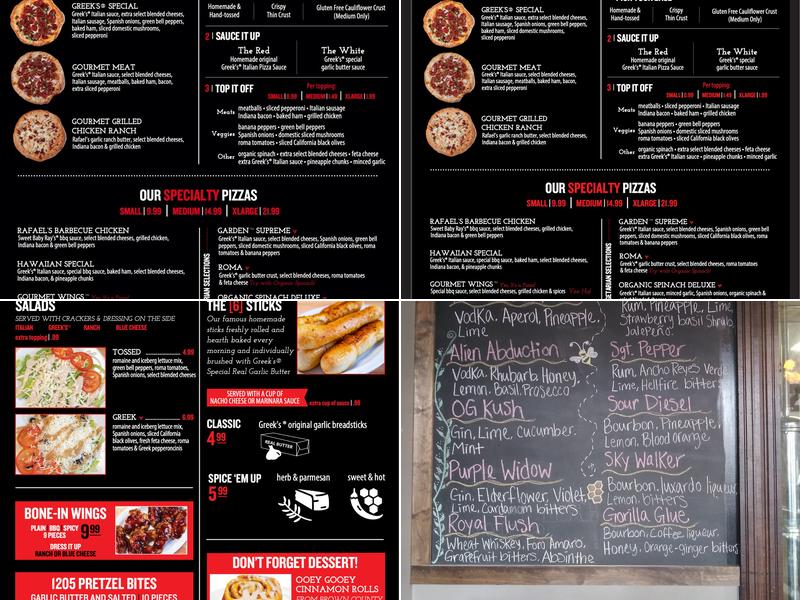 Greek's Pizzeria Fletcher Place/Fountain Square Menu