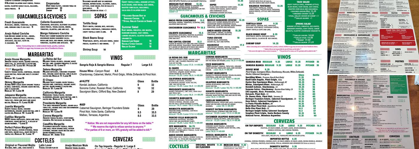 Anejo Cocina Daytona Beach Menu