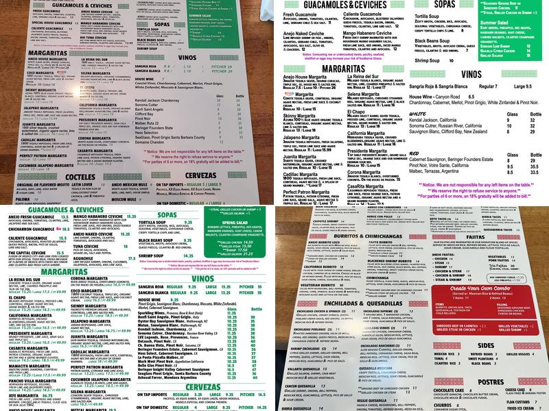 Anejo Cocina Daytona Beach Menu