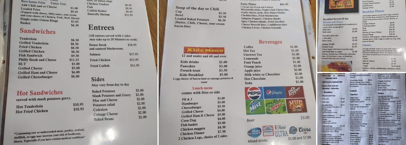BB's Downhome LLC Menu