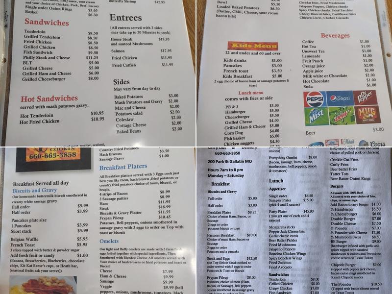 BB's Downhome LLC Menu