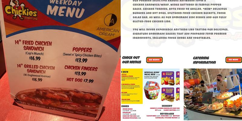 Chickies Menu