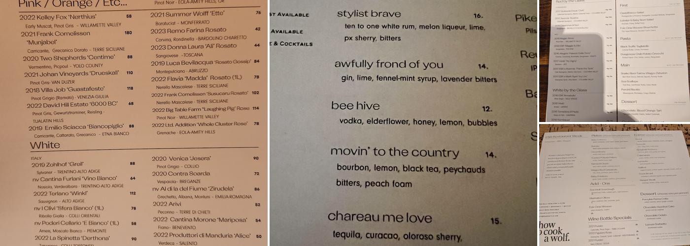 How To Cook A Wolf Menu