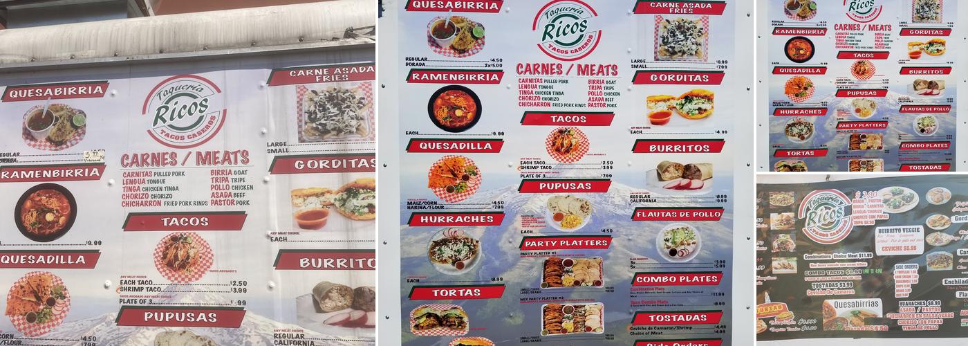 Rico's Tacos PDX Menu