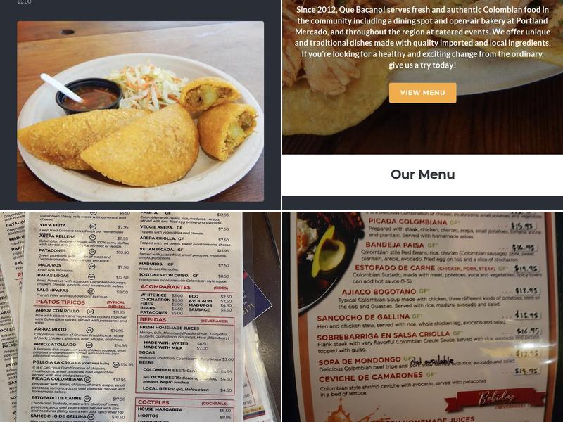 Que Bacano Restaurant Menu