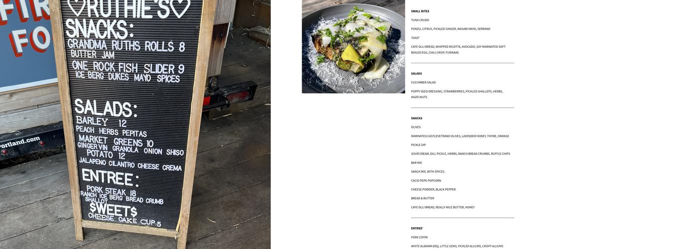 Ruthie's Menu