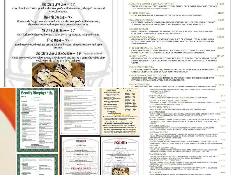 Scruffy Murphys Menu