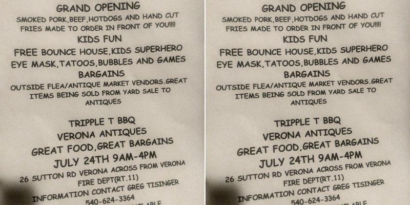 Tripple T BBQ Menu