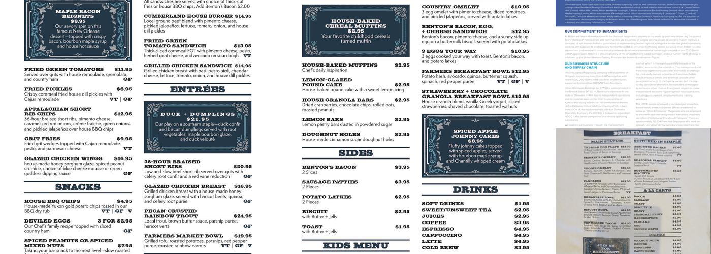 Tussie Mussie Menu