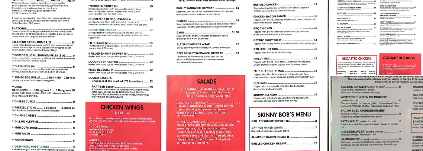 Phat Bobs Menu