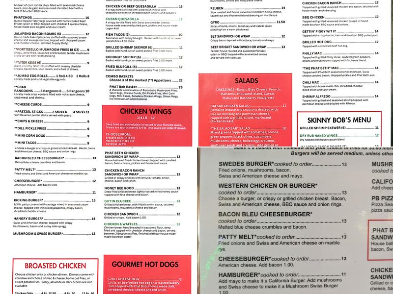 Phat Bobs Menu
