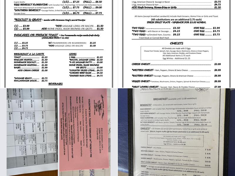 Momma Meg's Cafe Menu