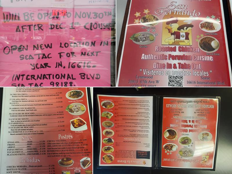 San Fernando Roasted Chicken SeaTac Menu