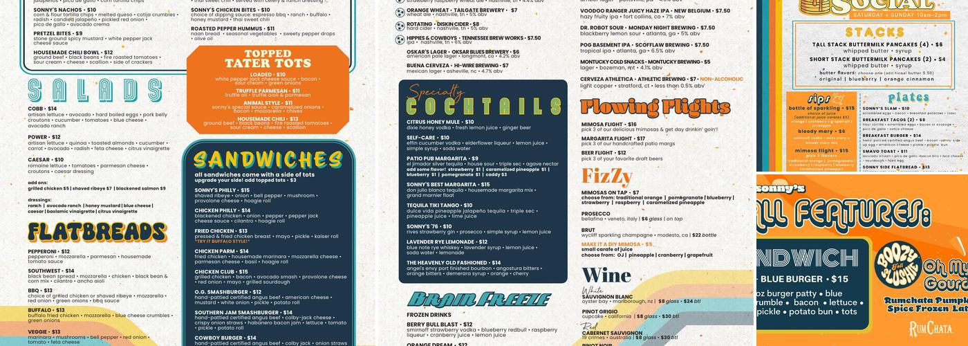 Sonny's Patio Pub and Refuge Menu