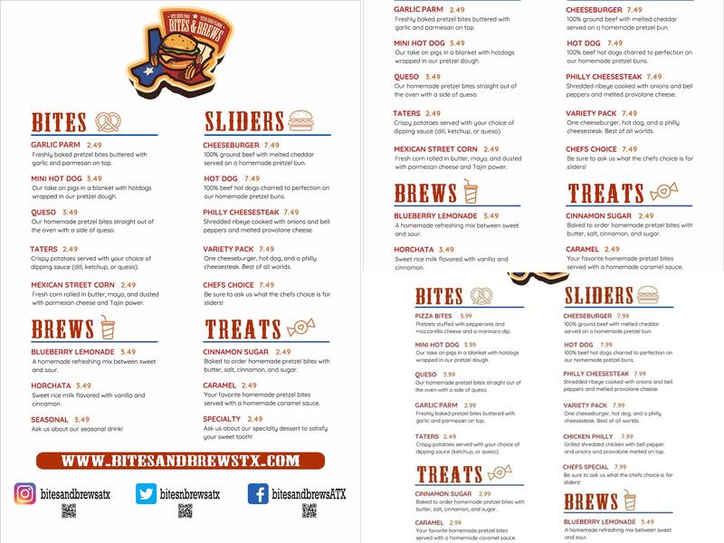 Bites & Brews Menu