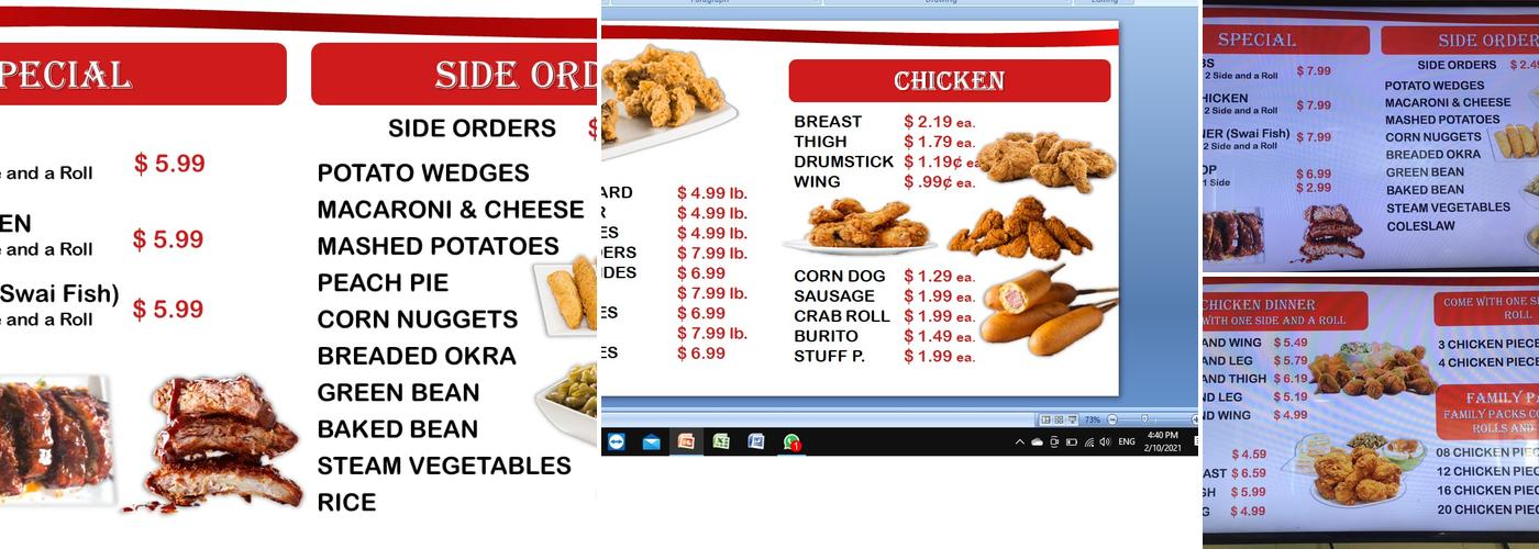 R&J Fried Chicken Menu