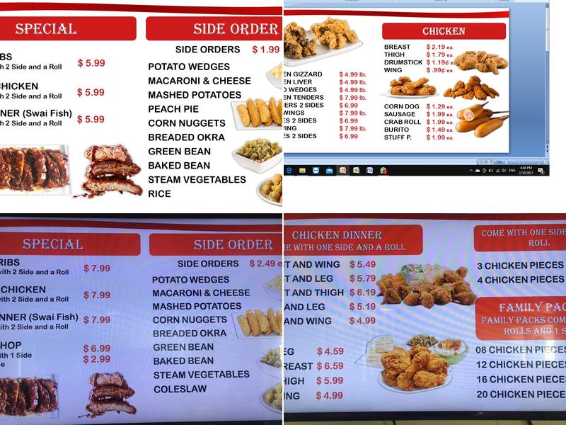R&J Fried Chicken Menu
