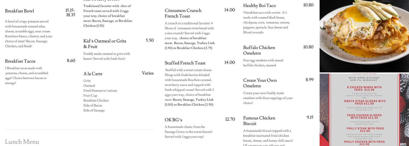 Open Kitchen Restuarant Menu