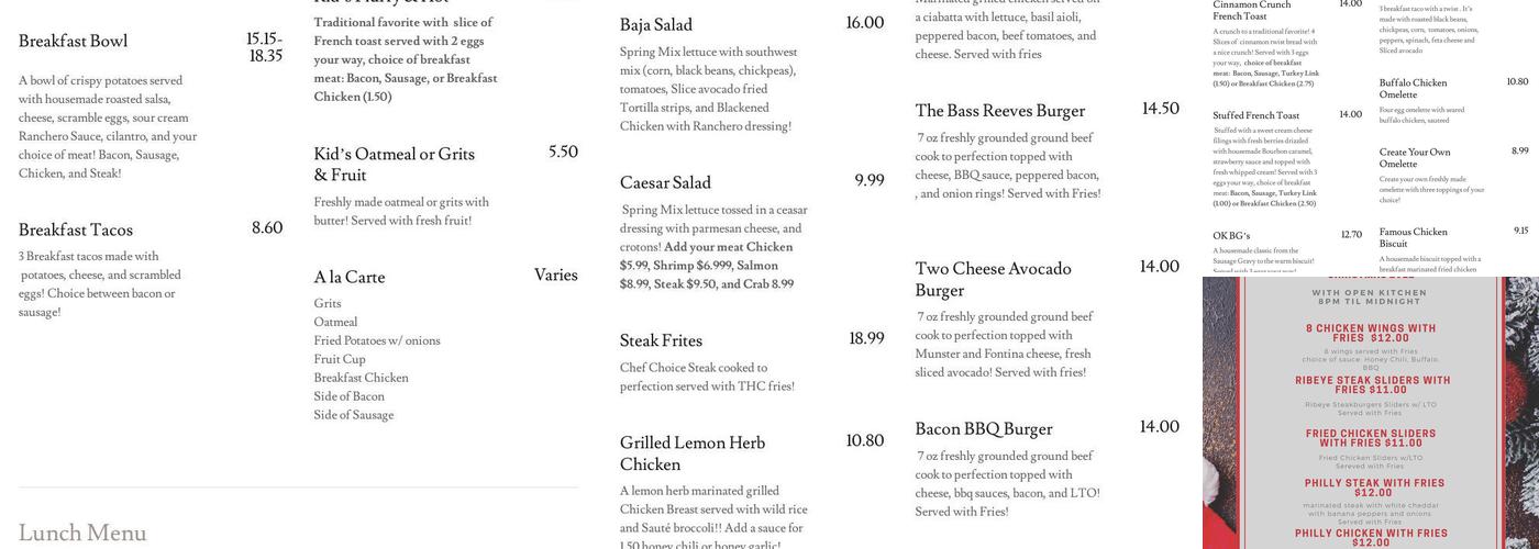 Open Kitchen Restuarant Menu
