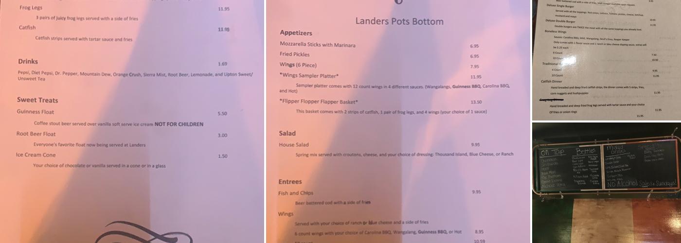 Landers Pots Bottom Menu
