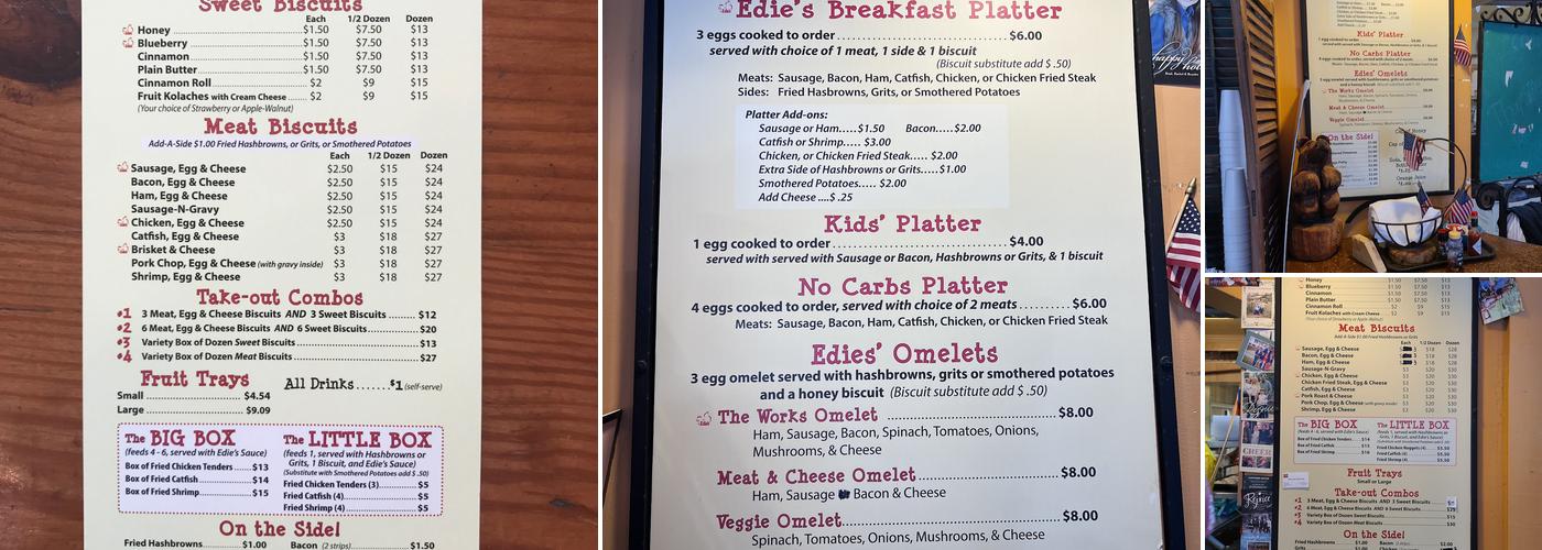 Edie's Biscuits Menu