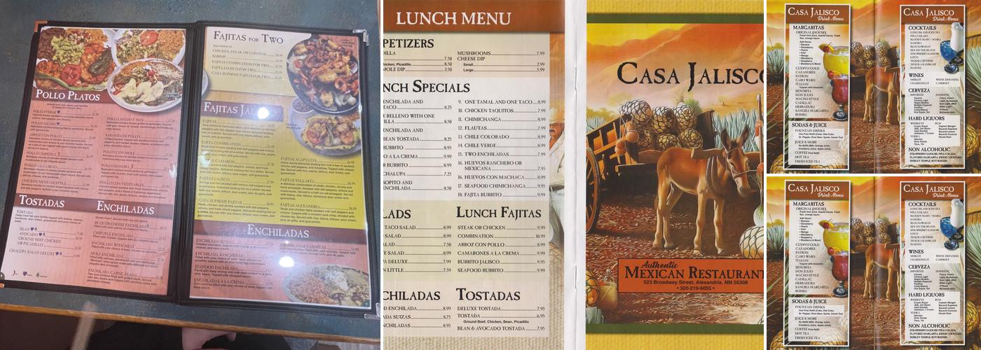 Casa Jalisco Menu