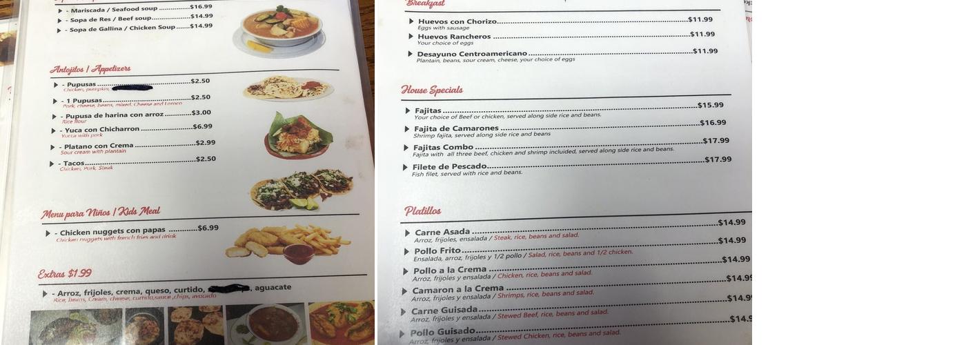 La Ventura Menu