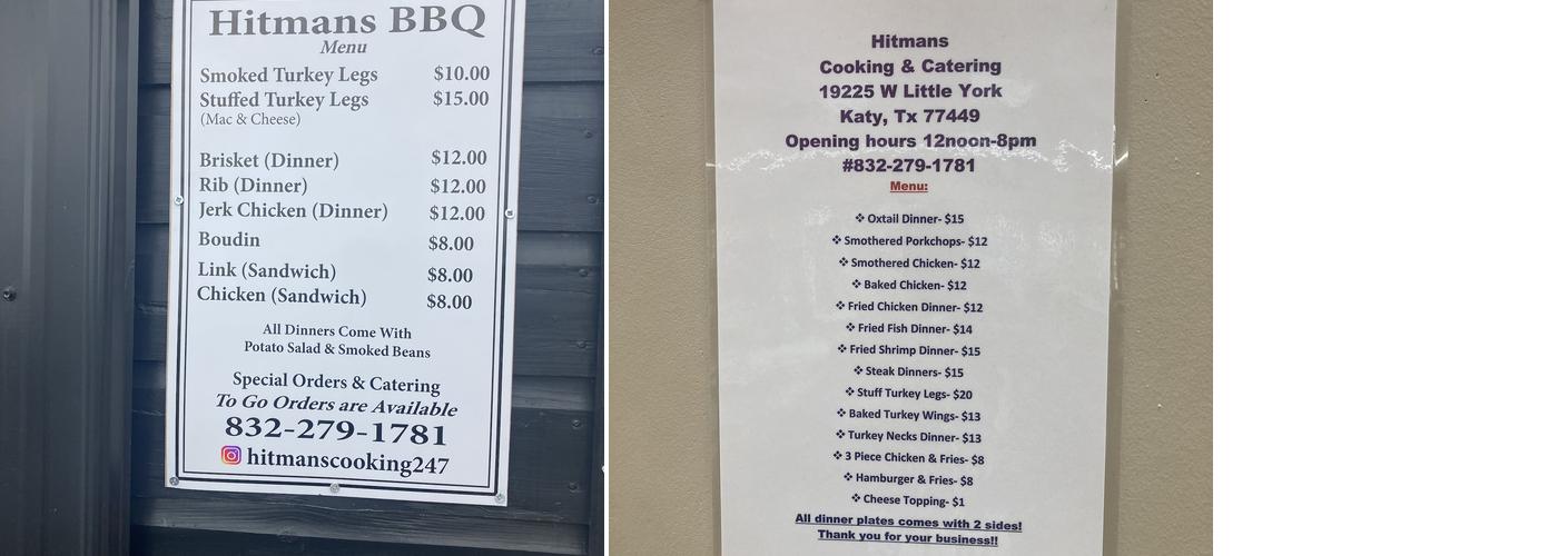 Hittmans Bar B Q- and soul food cooking Menu