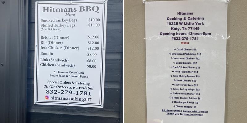 Hittmans Bar B Q- and soul food cooking Menu