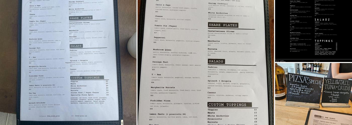 Corner Pizza Menu