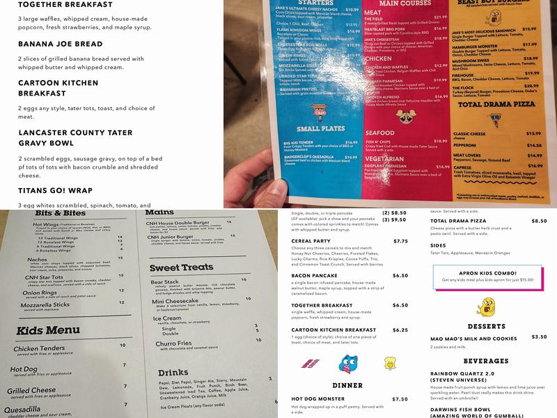 Cartoon Network Kitchen Menu