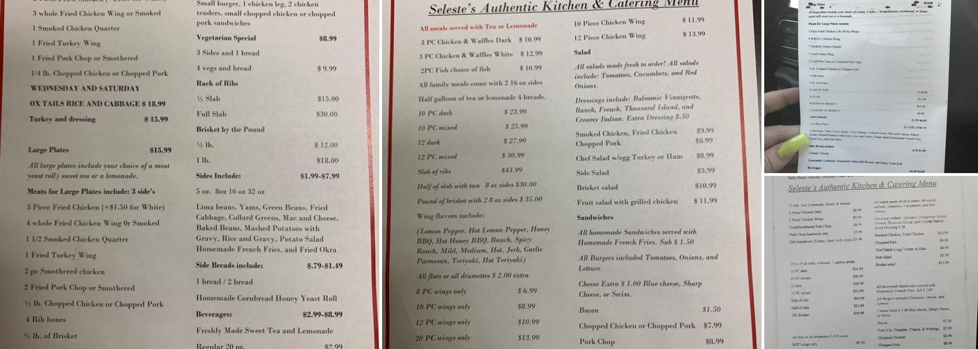 Seleste's Authentic Kitchen & Catering Menu