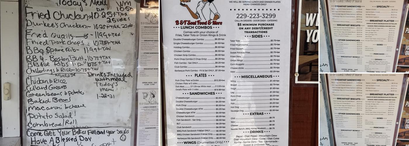 B & T Soul Food And More Menu