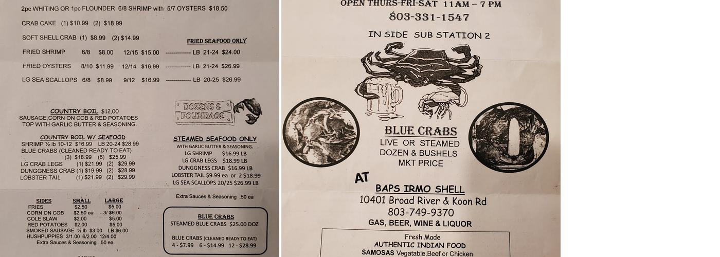 Seafood Express Menu